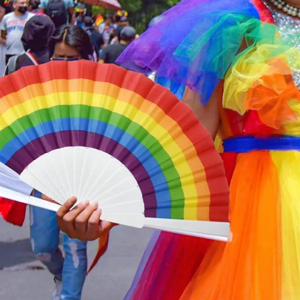 9" Rainbow Pride Folding Fan