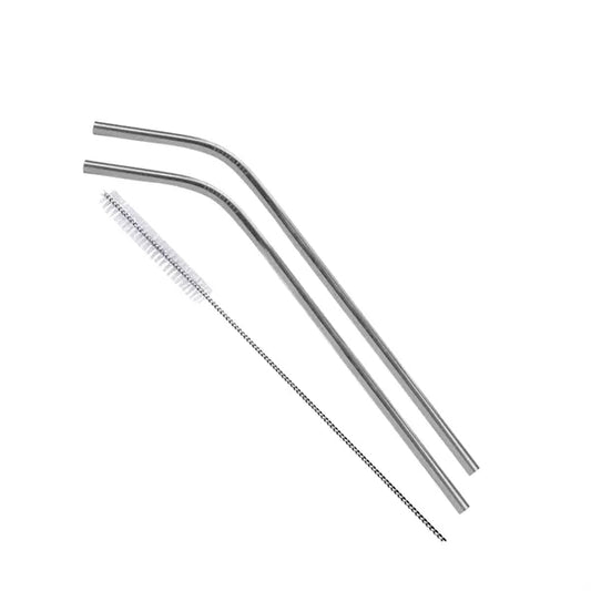 Set of 2 in Silver Bent Stainless Steel Straws