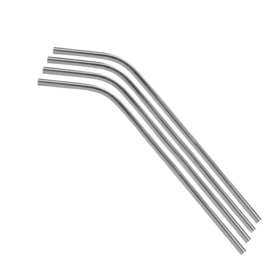 Set of 4 in Silver Bent Stainless Steel Straws