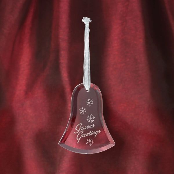 Bell Shape Glass Ornament with sheer ribbon