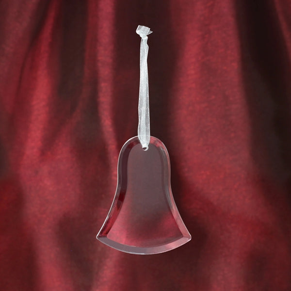 Bell Shape Glass Ornament with sheer ribbon