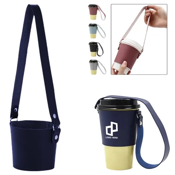 Leather Beverage Cup Holder Carrier