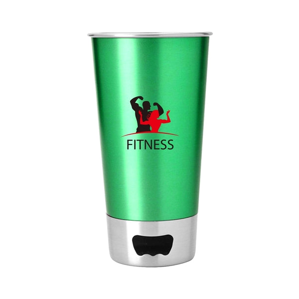 17 Ounce Pint Stainless Steel Beer Mug with Opener