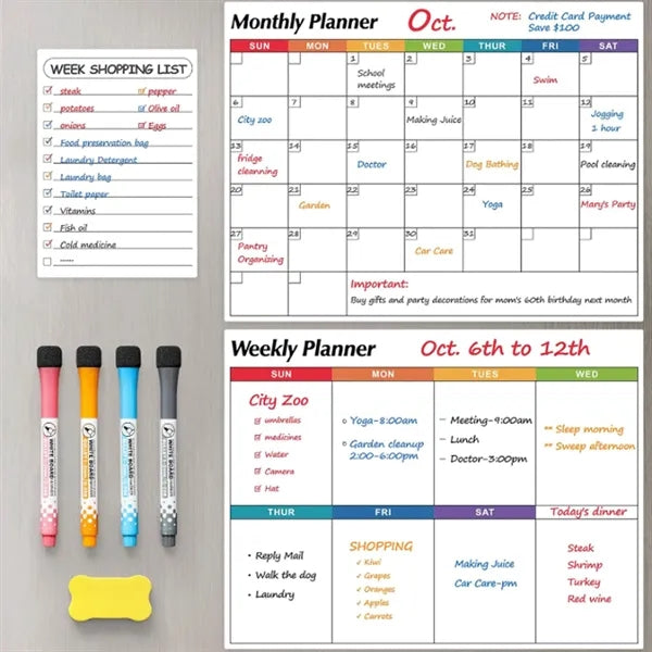 Multicolor Monthly Calendar for Fridge Magnets