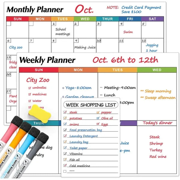 Multicolor Monthly Calendar for Fridge Magnets
