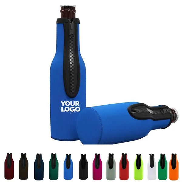 Insulated Zipper Beer Bottle Cooler Sleeve