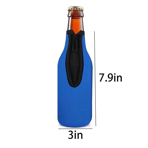 Insulated Zipper Beer Bottle Cooler Sleeve