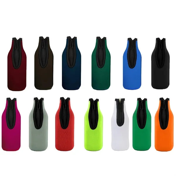 Insulated Zipper Beer Bottle Cooler Sleeve