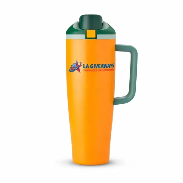 Logo 40oz Tumbler Travel Mug With Straw Insulated Wat