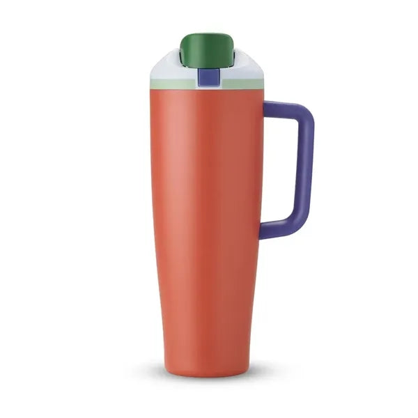 Logo 40oz Tumbler Travel Mug With Straw Insulated Wat