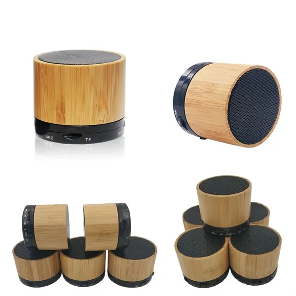 Portable Mini Round Bamboo Wireless Speaker