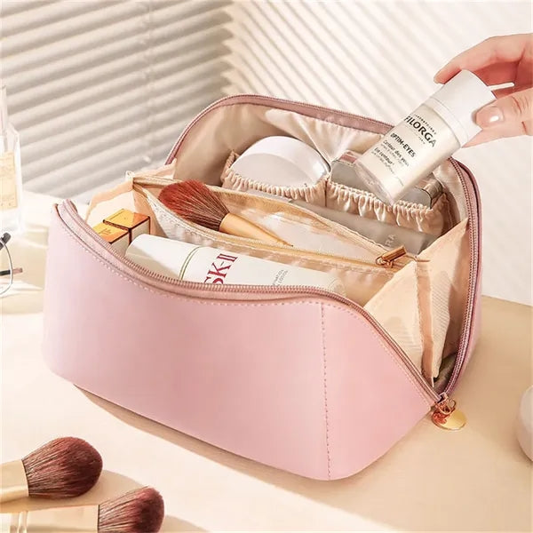 Travel Makeup Bag,Pu Cosmetic Bag With Handle