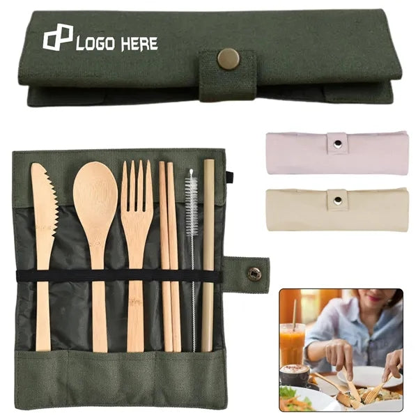 Bamboo Tableware Utensils Set W/ Pouch