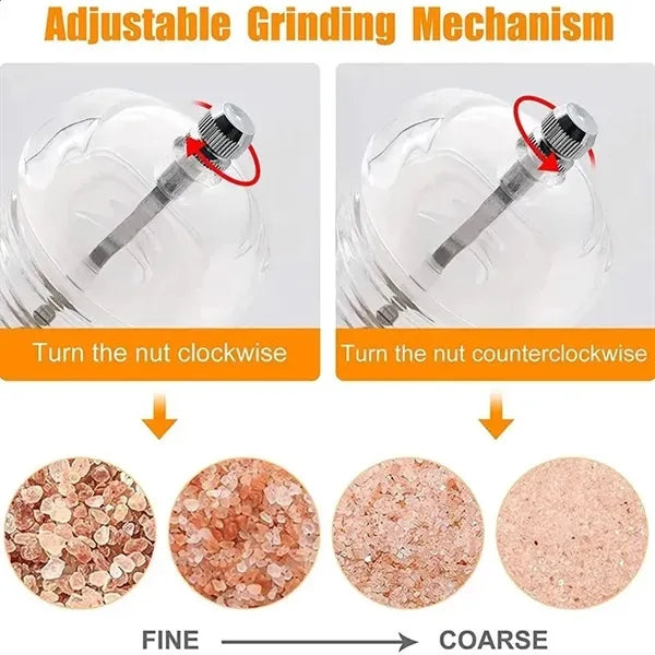 Acrylic Manual Pepper Salt Grinder Adjustable Coarseness