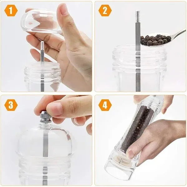 Acrylic Manual Pepper Salt Grinder Adjustable Coarseness