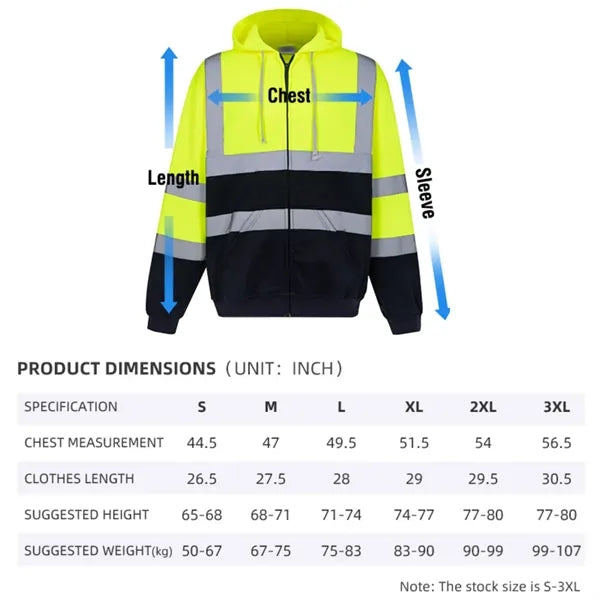 High Visibility Reflective Safety Sweatshirt Hoodie