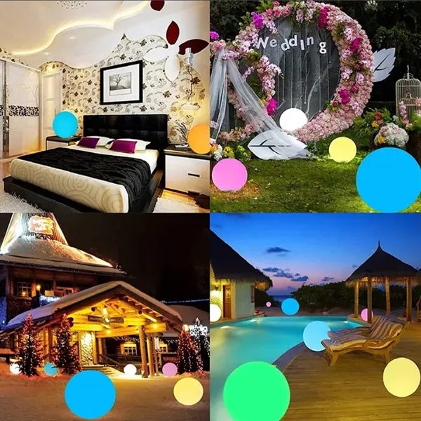 16" LED Light Up Beach Ball Glow In Dark Floating Pool Toy