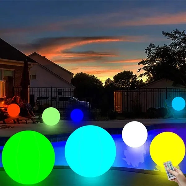16" LED Light Up Beach Ball Glow In Dark Floating Pool Toy