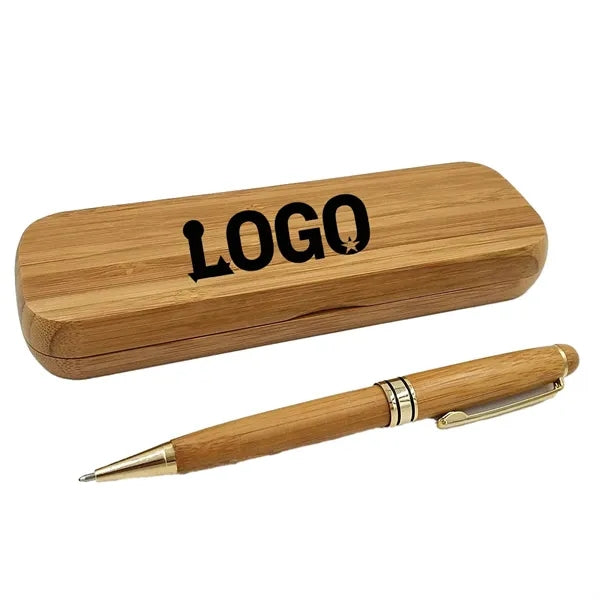 Bamboo Ballpoint Pen Set Gift Case