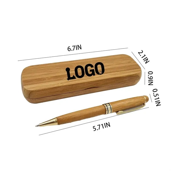Bamboo Ballpoint Pen Set Gift Case
