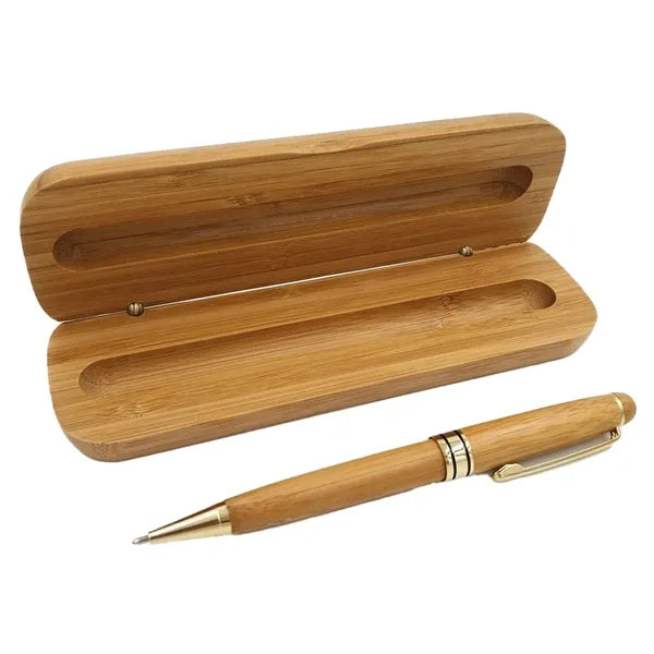 Bamboo Ballpoint Pen Set Gift Case