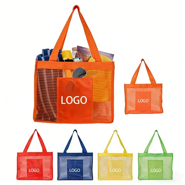 Large Capacity Striped Mesh Beach Tote Bag