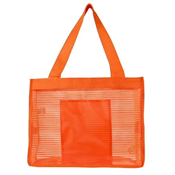 Large Capacity Striped Mesh Beach Tote Bag