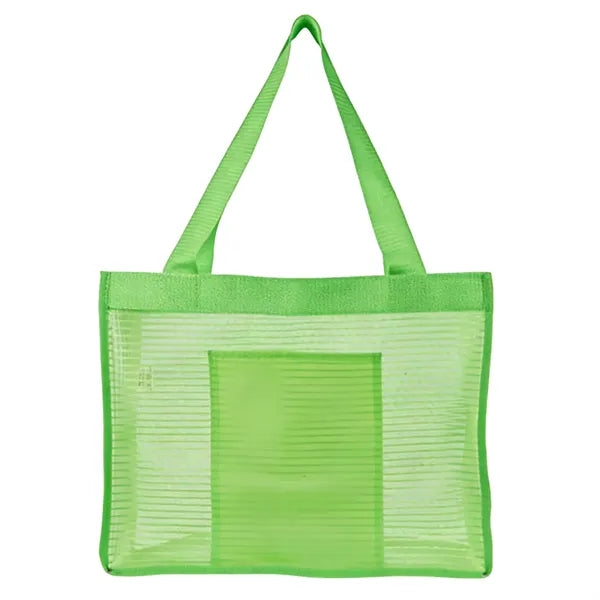 Large Capacity Striped Mesh Beach Tote Bag