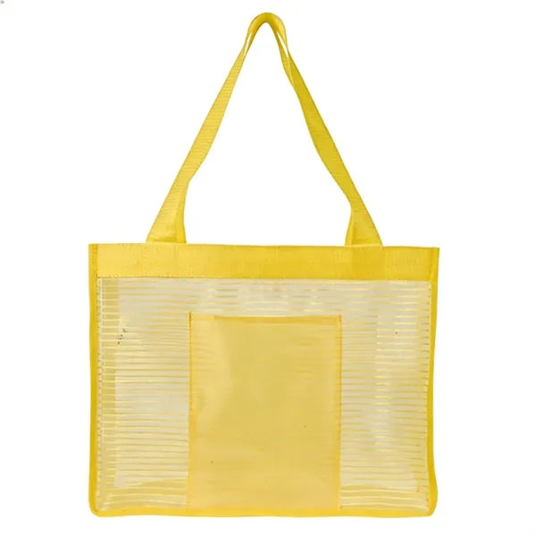 Large Capacity Striped Mesh Beach Tote Bag