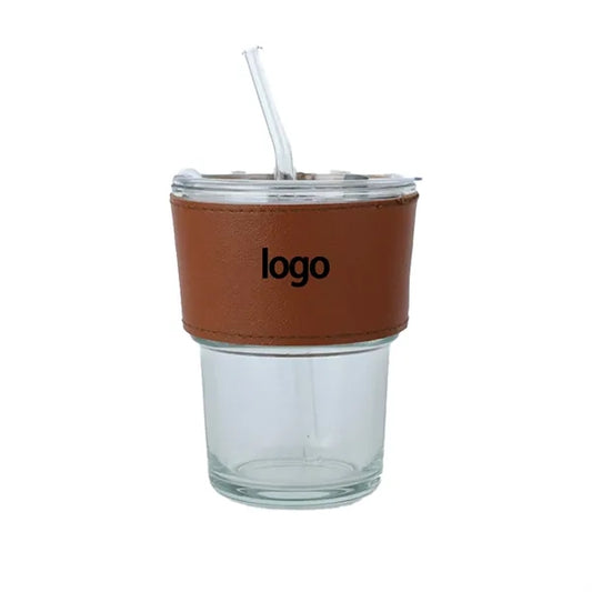 Eco Glass Drinking Cup Featuring Straw Cover