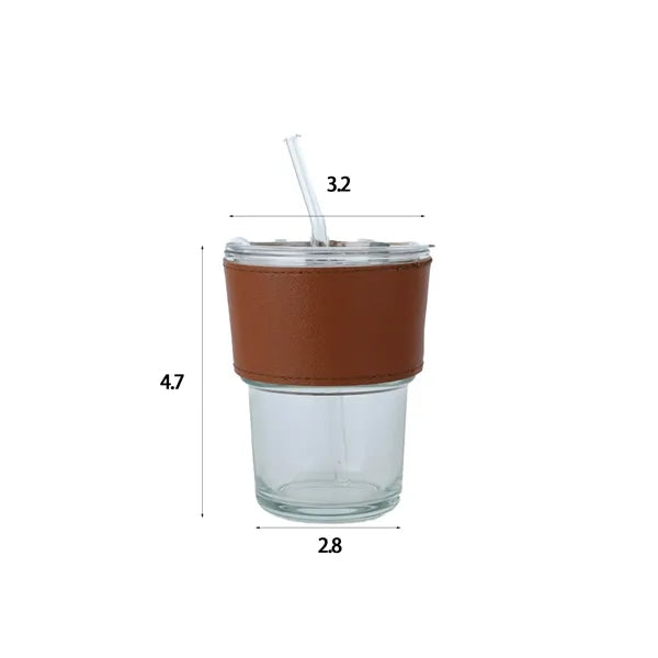 Eco Glass Drinking Cup Featuring Straw Cover