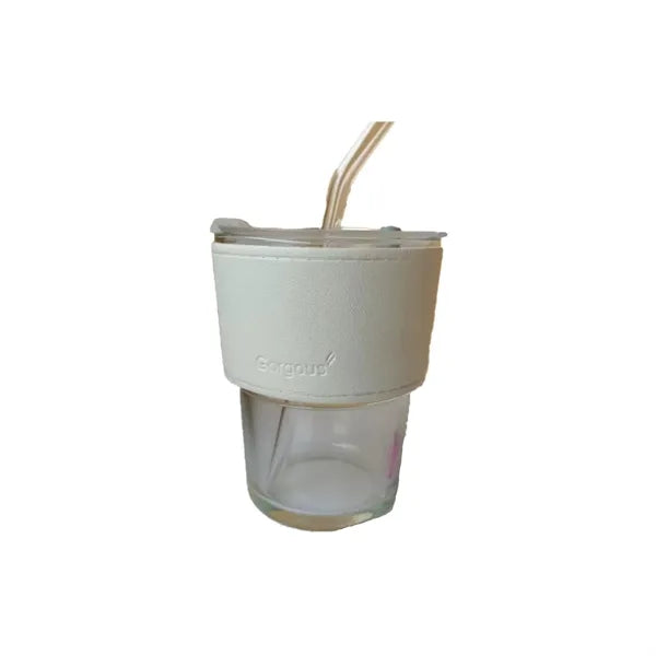 Eco Glass Drinking Cup Featuring Straw Cover