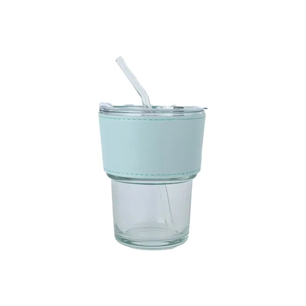 Eco Glass Drinking Cup Featuring Straw Cover