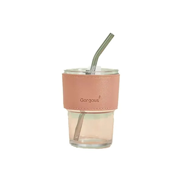Eco Glass Drinking Cup Featuring Straw Cover