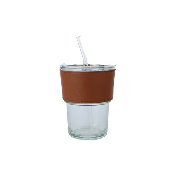 Eco Glass Drinking Cup Featuring Straw Cover