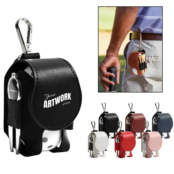 Durable Leather Golf Pouch or Bag with Tee Holder