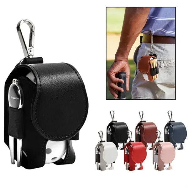 Durable Leather Golf Pouch or Bag with Tee Holder