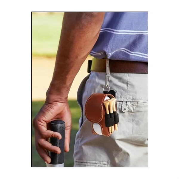Durable Leather Golf Pouch or Bag with Tee Holder