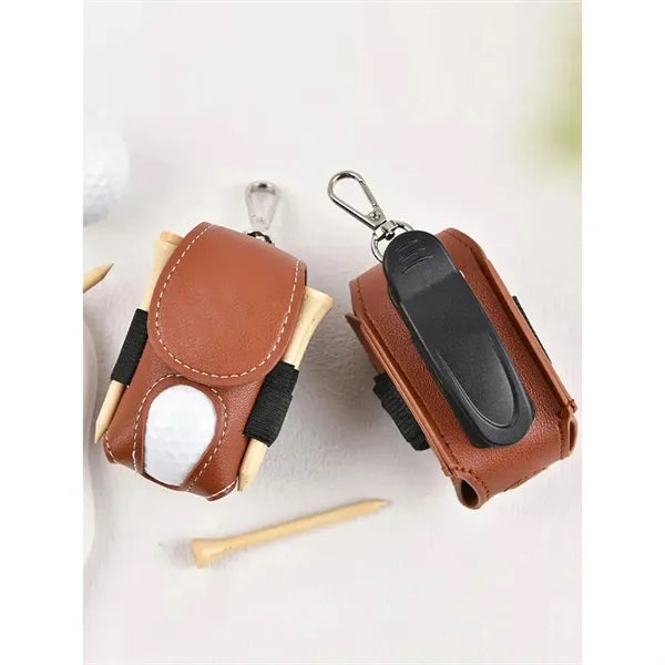 Durable Leather Golf Pouch or Bag with Tee Holder