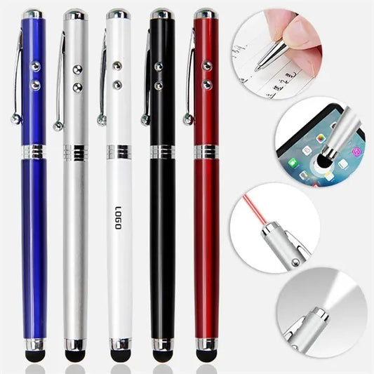 4-in-1 LED Laser Pointer Stylus Metal Ballpoint