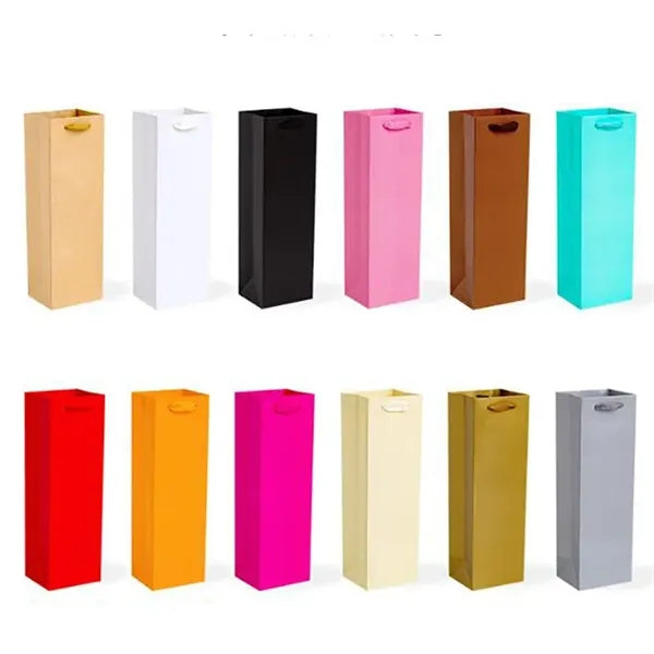 Colorful Single Wine Bottle Paper Gift Bags