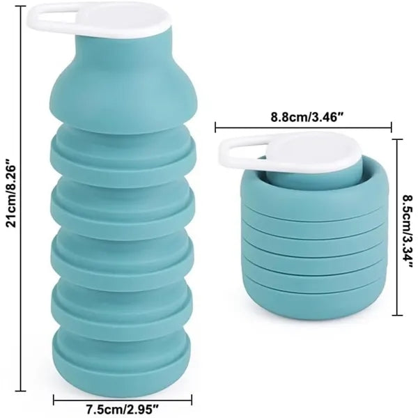 20oz Foldable Silicone Sport Water Bottle with Buckle