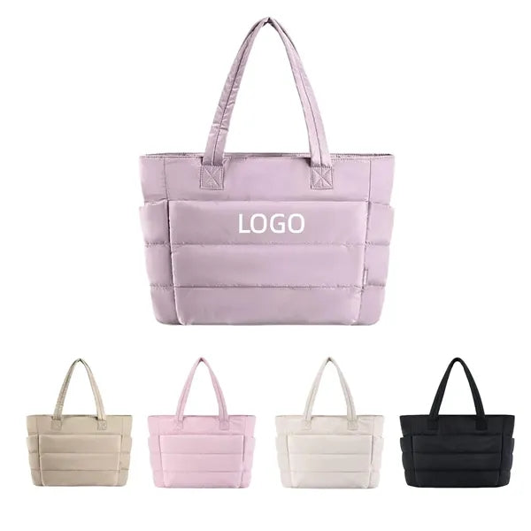 Lightweight Puffy Tote Bag with Compartments for Travel