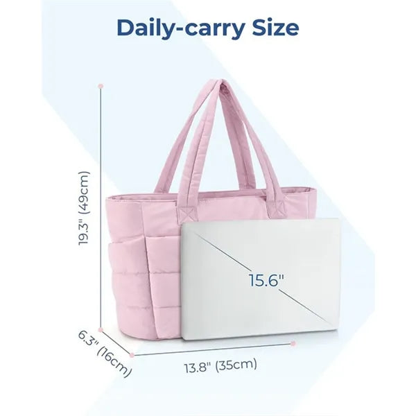Lightweight Puffy Tote Bag with Compartments for Travel