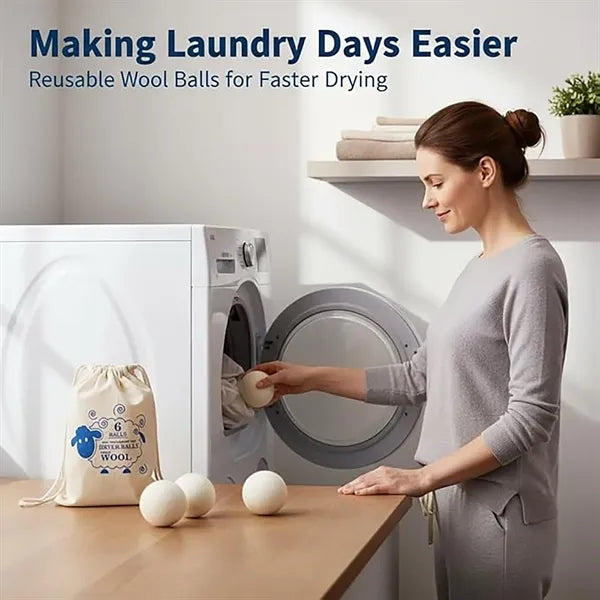 6-pack Anti-tangle Dryer Wool Balls