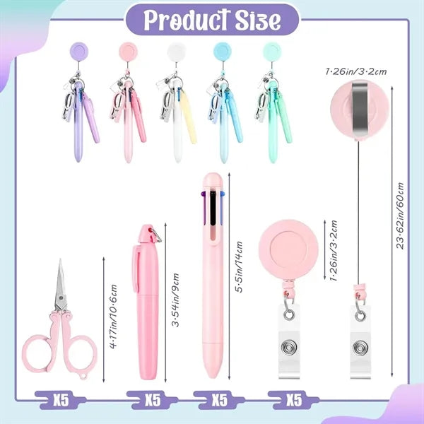 Retractable Nurse Pen Keychain Set