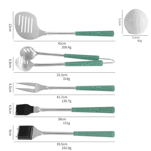 8-Pcs Golf-Club Shaped BBQ Tools Set