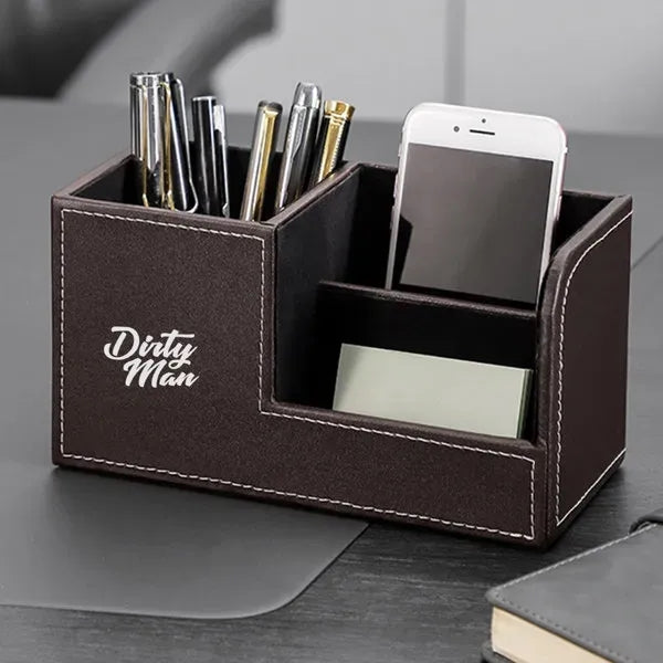 Leather Desktop Pen Storage Holder