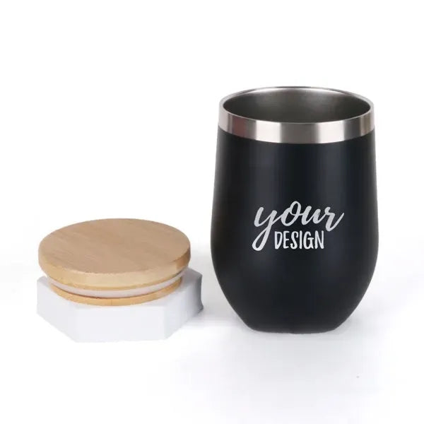 12 oz. Stainless Steel Cup With Bamboo Lid