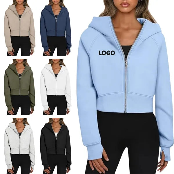 Women's Cropped Zip Up Hoodie